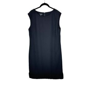 NEW Talbots Womens Shift Dress 14‎ Lined Ruffle Bottom Sleeveless Crepe Black